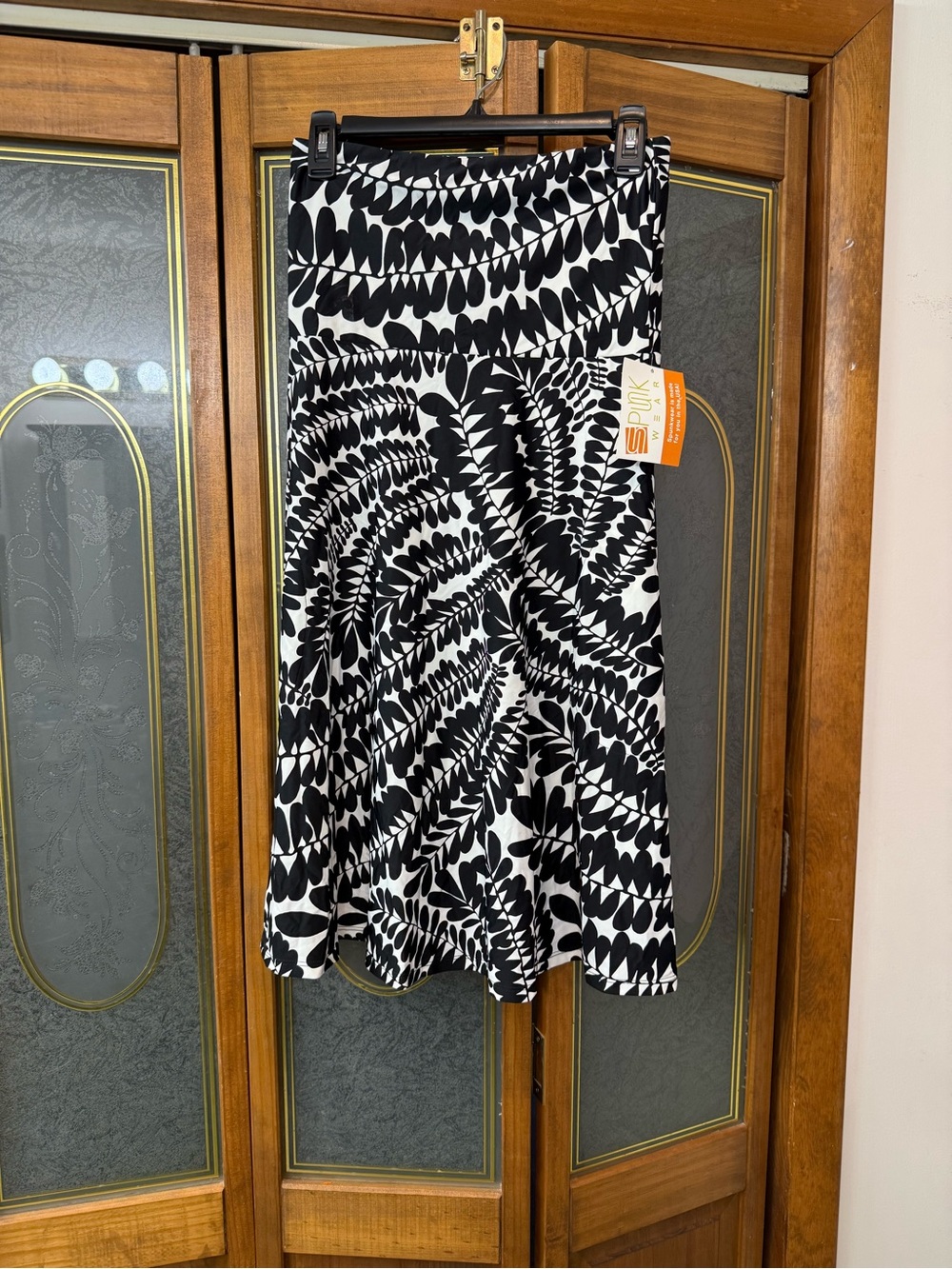 SPUNKWEAR Ladies Black & White Printed A-Line Dress, BRAND NEW